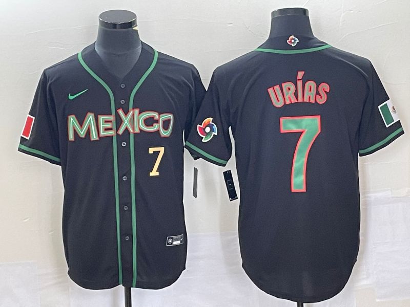 Men 2023 World Cub Mexico 7 Urias Black green Nike MLB Jersey11